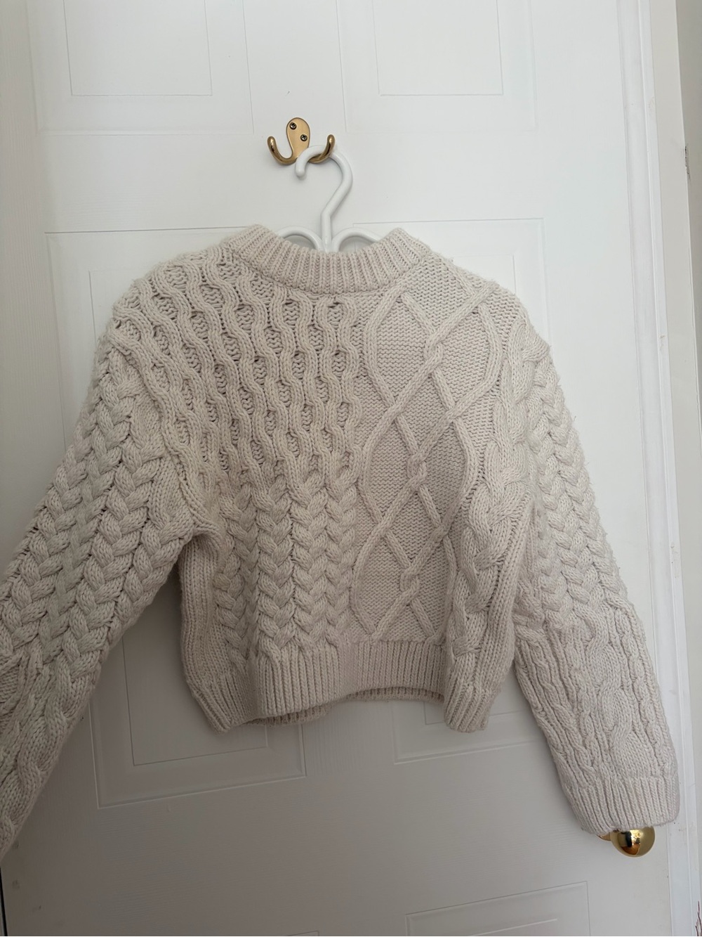 H&M Cream Cable Knit Crew Sweater